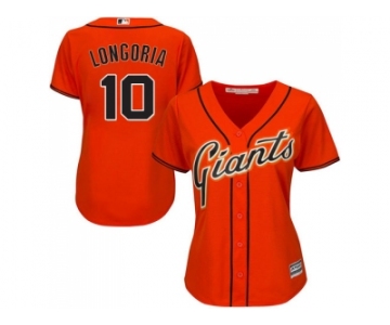 Women San Francisco Giants #10 Evan Longoria Orange Alternate Stitched Baseball Jersey