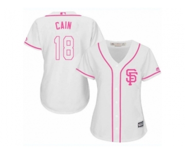 Women's Majestic San Francisco Giants #18 Matt Cain Replica White Fashion Cool Base MLB Jersey