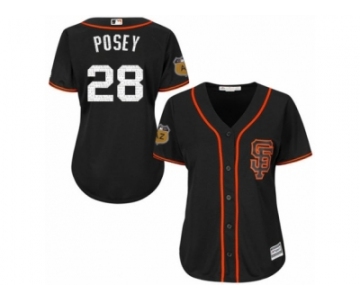 Women's Majestic San Francisco Giants #28 Buster Posey Authentic Black 2017 Spring Training Cool Base MLB Jersey