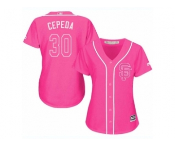 Women's Majestic San Francisco Giants #30 Orlando Cepeda Authentic Pink Fashion Cool Base MLB Jersey