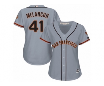 Women's Majestic San Francisco Giants #41 Mark Melancon Replica Grey Road 2 Cool Base MLB Jersey