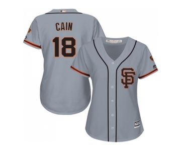 Women's San Francisco Giants #18 Matt Cain Grey Road 2 Stitched MLB Jersey