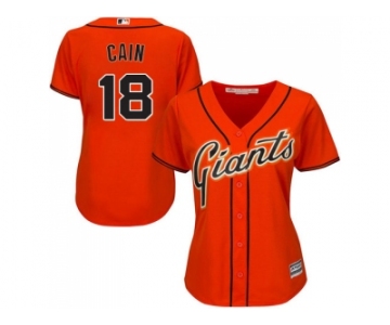 Women's San Francisco Giants #18 Matt Cain Orange Alternate Stitched MLB Jersey