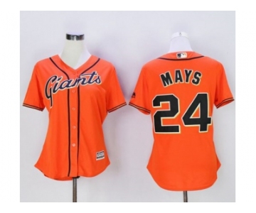 Women's San Francisco Giants #24 Willie Mays Orange Alternate Stitched Baseball Jersey