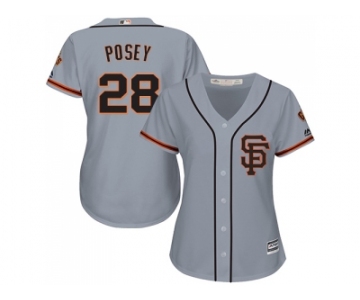 Women's San Francisco Giants #28 Buster Posey Grey Road 2 Stitched MLB Jersey