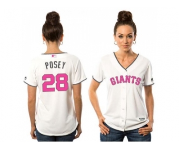 Women's San Francisco Giants #28 Buster Posey White Mother's Day Cool Base Stitched MLB Jersey