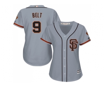 Women's San Francisco Giants #9 Brandon Belt Grey Road 2 Stitched MLB Jersey