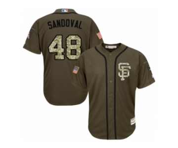 Youth Majestic San Francisco Giants #48 Pablo Sandoval Replica Green Salute to Service MLB Jersey
