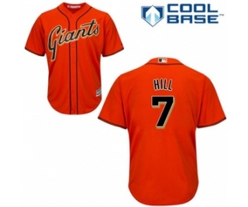 Youth Majestic San Francisco Giants #7 Aaron Hill Authentic Orange Alternate Cool Base MLB Jersey
