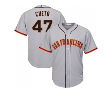 Youth San Francisco Giants #47 Johnny Cueto Grey Road Cool Base Stitched MLB Jersey