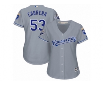Women Majestic Kansas City Royals #53 Melky Cabrera Replica Grey Road Cool Base MLB Jersey
