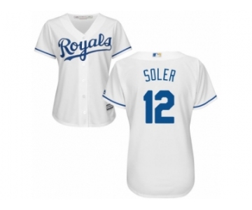 Women's Majestic Kansas City Royals #12 Jorge Soler Authentic White Home Cool Base MLB Jersey