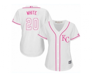 Women's Majestic Kansas City Royals #20 Frank White Authentic White Fashion Cool Base MLB Jersey