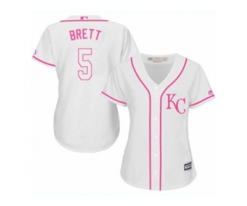 Women's Majestic Kansas City Royals #5 George Brett Authentic White Fashion Cool Base MLB Jersey