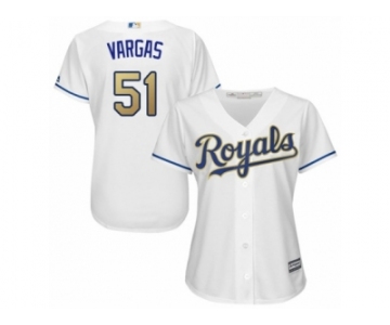 Women's Majestic Kansas City Royals #51 Jason Vargas Replica White Home Cool Base MLB Jersey
