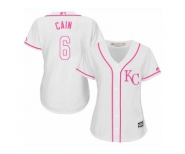 Women's Majestic Kansas City Royals #6 Lorenzo Cain Authentic White Fashion Cool Base MLB Jersey