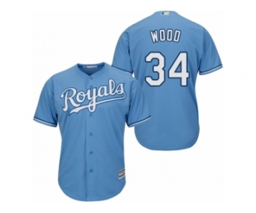 Youth Majestic Kansas City Royals #34 Travis Wood Replica Light Blue Alternate 1 Cool Base MLB Jersey