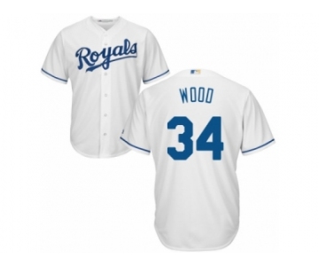 Youth Majestic Kansas City Royals #34 Travis Wood Replica White Home Cool Base MLB Jersey