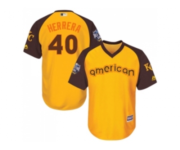 Youth Majestic Kansas City Royals #40 Kelvin Herrera Authentic Yellow 2016 All-Star American League BP Cool Base MLB Jersey