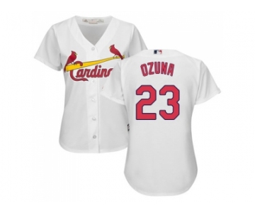 Women St.Louis Cardinals #23 Marcell Ozuna White Home Stitched MLB Jersey