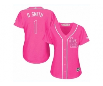 Women's Majestic St. Louis Cardinals #1 Ozzie Smith Replica Pink Fashion Cool Base MLB Jersey