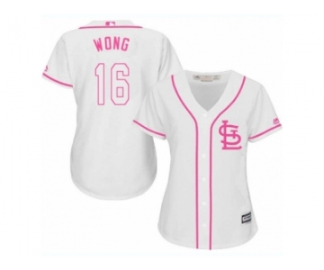 Women's Majestic St. Louis Cardinals #16 Kolten Wong Replica White Fashion Cool Base MLB Jersey