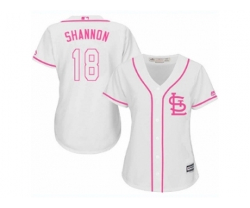 Women's Majestic St. Louis Cardinals #18 Mike Shannon Replica White Fashion Cool Base MLB Jersey