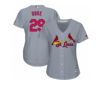Women's Majestic St. Louis Cardinals #29 Zach Duke Replica Grey Road Cool Base MLB Jersey