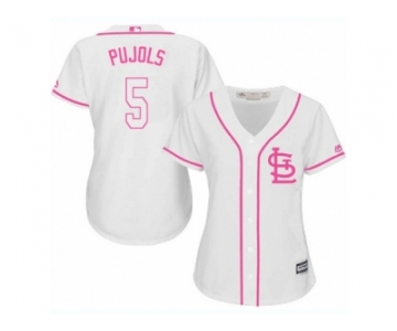Women's Majestic St. Louis Cardinals #5 Albert Pujols Replica White Fashion Cool Base MLB Jersey