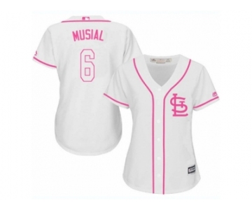 Women's Majestic St. Louis Cardinals #6 Stan Musial Replica White Fashion Cool Base MLB Jersey
