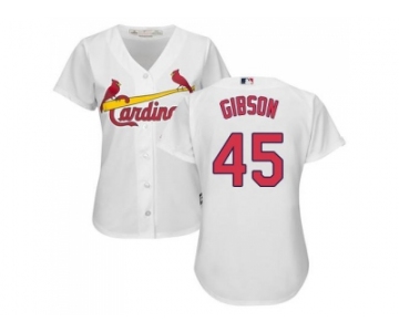 Women's St.Louis Cardinals #45 Bob Gibson White Home Stitched MLB Jersey