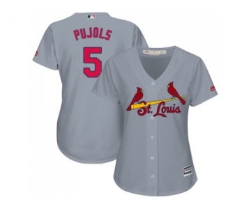Women's St.Louis Cardinals #5 Albert Pujols Grey Road Stitched MLB Jersey