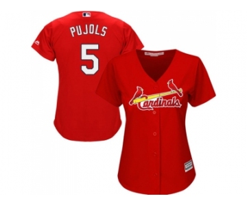 Women's St.Louis Cardinals #5 Albert Pujols Red Alternate Stitched MLB Jersey