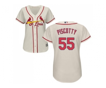 Women's St.Louis Cardinals #55 Stephen Piscotty Cream Alternate Stitched MLB Jersey