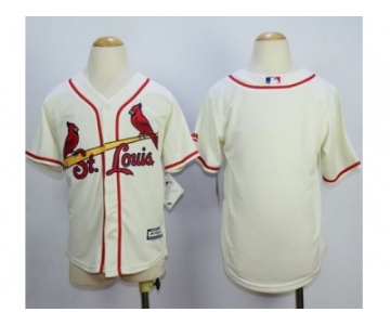 MLB Youth Cardinals Blank Cream Cool Base Stitched Baseball Jerseys