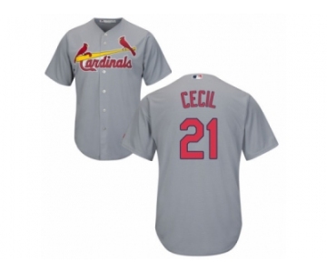 Youth Majestic St. Louis Cardinals #21 Brett Cecil Replica Grey Road Cool Base MLB Jersey