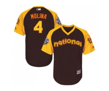 Youth Majestic St. Louis Cardinals #4 Yadier Molina Authentic Brown 2016 All-Star National League BP Cool Base MLB Jersey