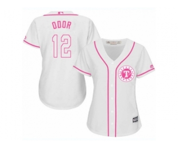 Women's Majestic Texas Rangers #12 Rougned Odor Replica White Fashion Cool Base MLB Jersey