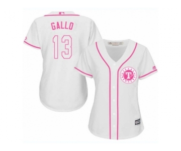 Women's Majestic Texas Rangers #13 Joey Gallo Replica White Fashion Cool Base MLB Jersey