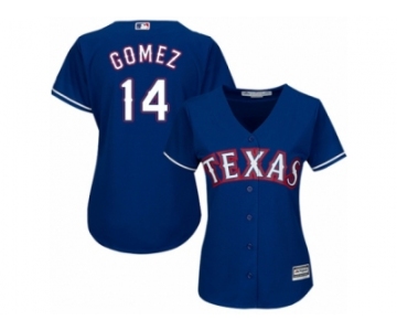 Women's Majestic Texas Rangers #14 Carlos Gomez Authentic Royal Blue Alternate 2 Cool Base MLB Jersey