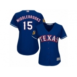 Women's Majestic Texas Rangers #15 Will Middlebrooks Authentic Royal Blue Alternate 2 Cool Base MLB Jersey