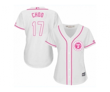 Women's Majestic Texas Rangers #17 Shin-Soo Choo Replica White Fashion Cool Base MLB Jersey