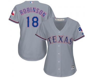 Women's Majestic Texas Rangers #18 Drew Robinson Replica Grey Road Cool Base MLB Jersey