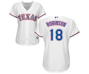 Women's Majestic Texas Rangers #18 Drew Robinson Replica White Home Cool Base MLB Jersey