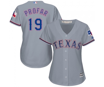 Women's Majestic Texas Rangers #19 Jurickson Profar Authentic Grey Road Cool Base MLB Jersey
