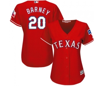 Women's Majestic Texas Rangers #20 Darwin Barney Replica Red Alternate Cool Base MLB Jersey