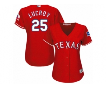 Women's Majestic Texas Rangers #25 Jonathan Lucroy Authentic Red Alternate Cool Base MLB Jersey