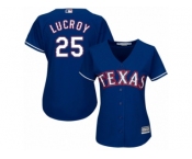 Women's Majestic Texas Rangers #25 Jonathan Lucroy Authentic Royal Blue Alternate 2 Cool Base MLB Jersey