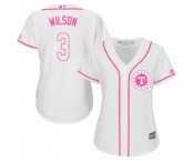 Women's Majestic Texas Rangers #3 Russell Wilson Replica White Fashion Cool Base MLB Jersey