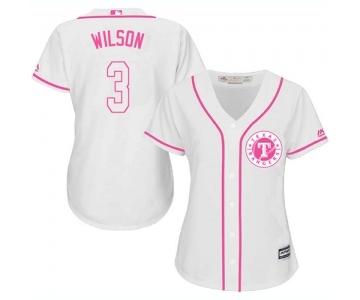 Women's Majestic Texas Rangers #3 Russell Wilson Replica White Fashion Cool Base MLB Jersey